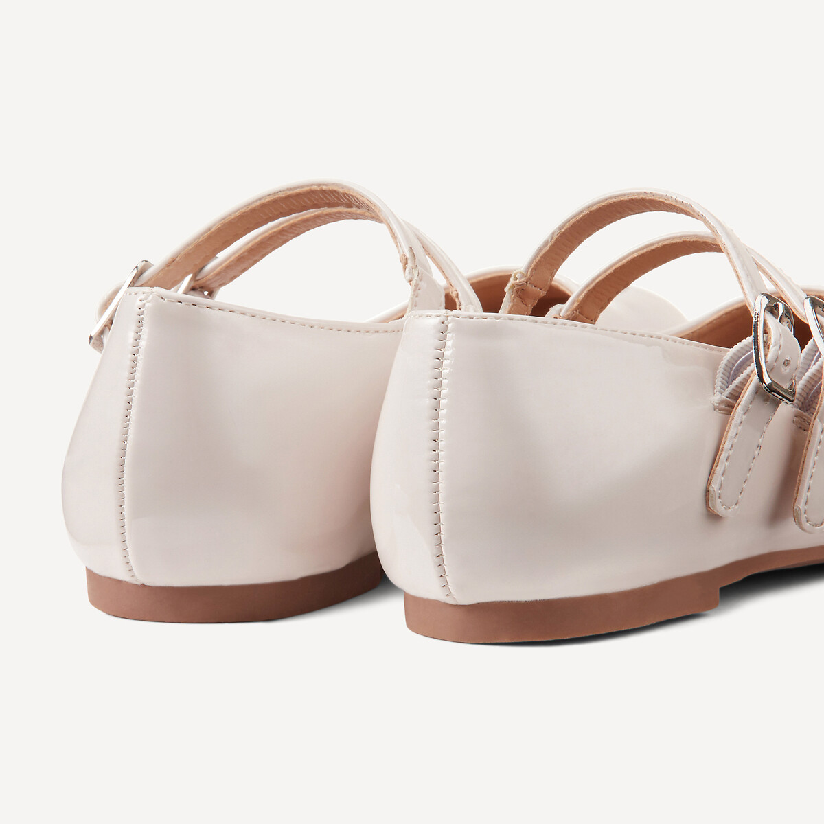 Ballerine verniciate a doppia cinghia crema, LA REDOUTE COLLECTIONS