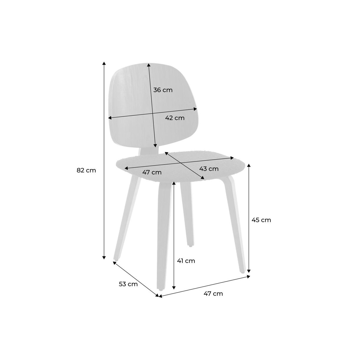 Chaise décor bois courbé et bouclette texturée (lot de 2) SOPHIA gris clair, SWEEEK