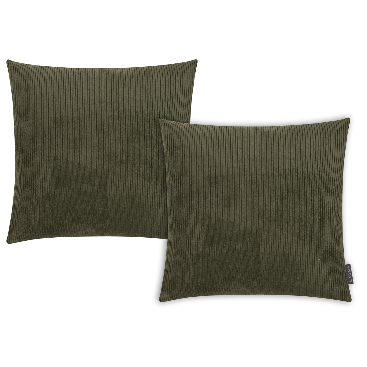 Housses de coussin velours cotelé INGA-Lot de 2 vert foncé, MAGMA HEIMTEX