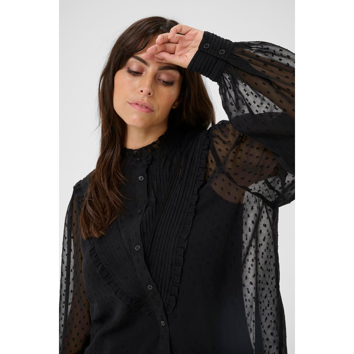 Chemise à manches longues noir black deep, KAFFE CURVE
