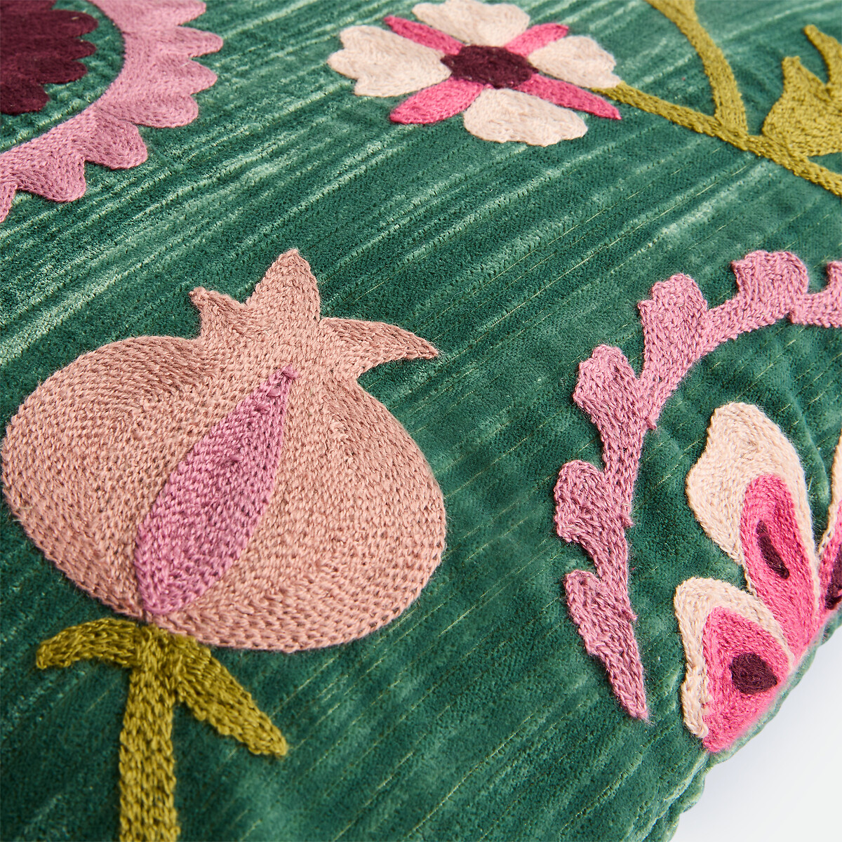 Housse de coussin brodée 50 x 50 cm, en panne de velours, IZILD multicolore, LA REDOUTE INTERIEURS