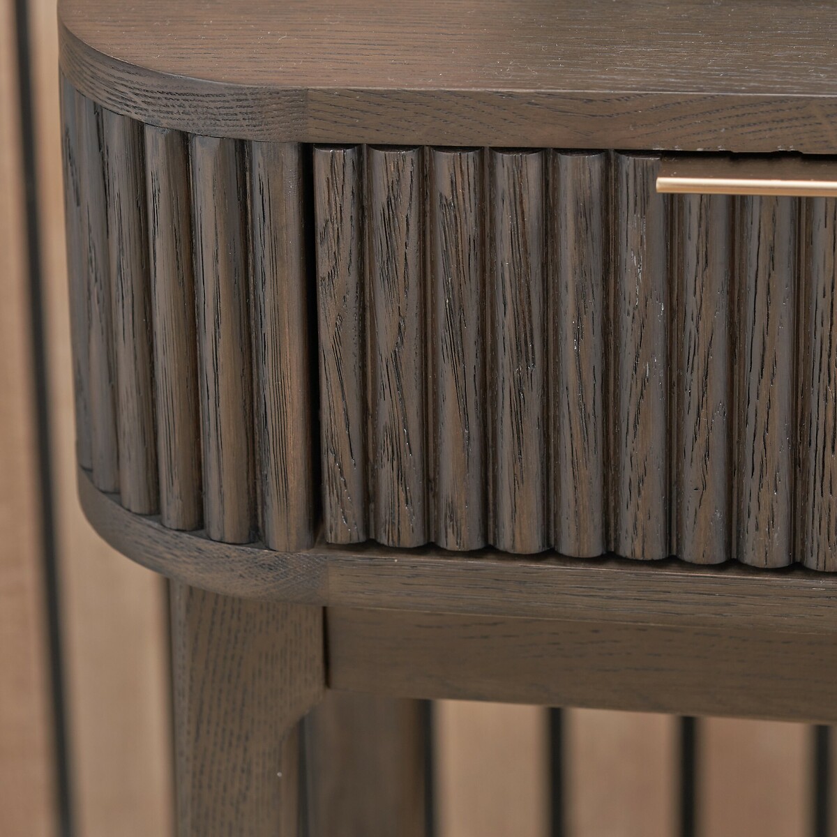 Renzo Fluted Oak Bedside Table smoked oak, ÉDITÉ