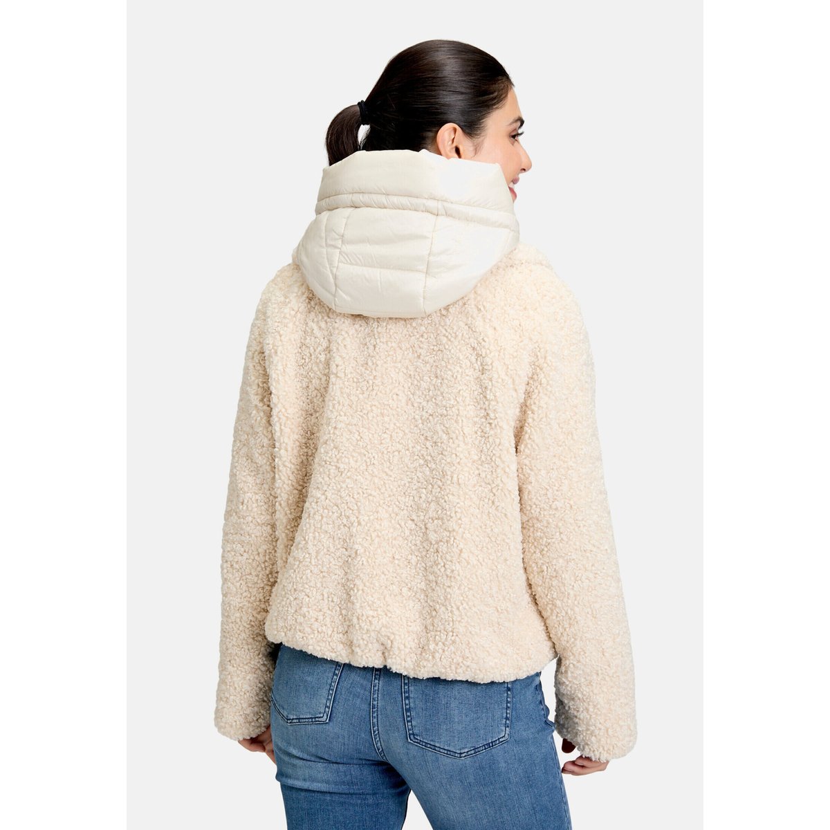 Veste en peluche avec partie veste sans manches amovible gris, AMBER & JUNE
