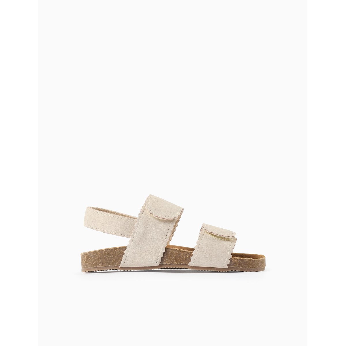 Sandales en daim avec fermeture à scratch beige clair, ZIPPY