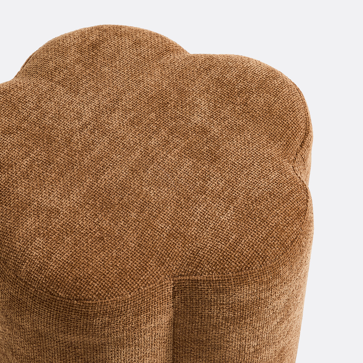 Pouf in velluto rasato, base laccata, JUSTY bordeaux/marron, LA REDOUTE INTERIEURS