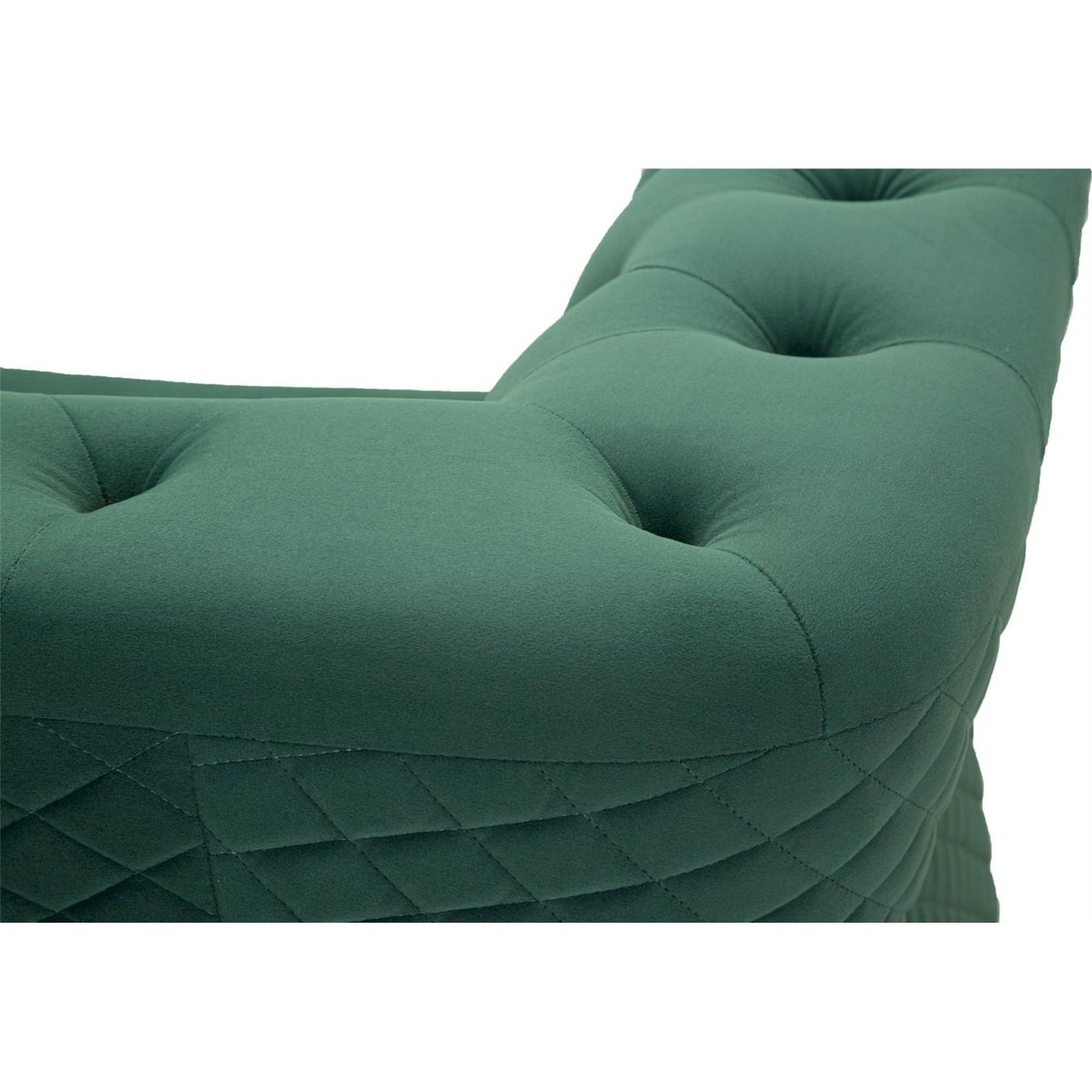 Fauteuil capitonné pieds en métal avec coussin vert et doré, RECOLLECTION