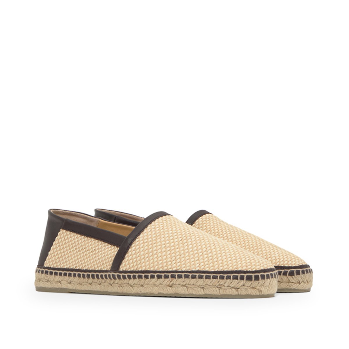 Espadrilles style mule en raphia tressé et cuir NAC naturel, CASTANER