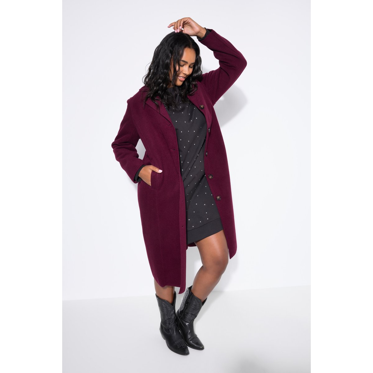 Manteau réversible, col à revers rouge vin, STUDIO UNTOLD