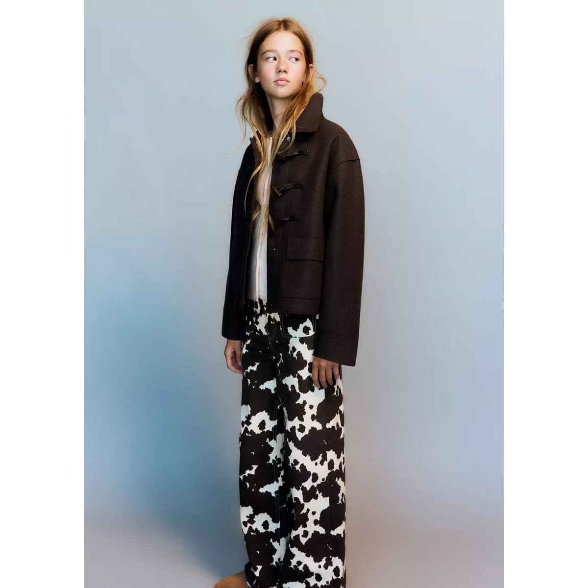 Manteau en drap avec boutons style duffle-coat chocolat, MANGO KIDS