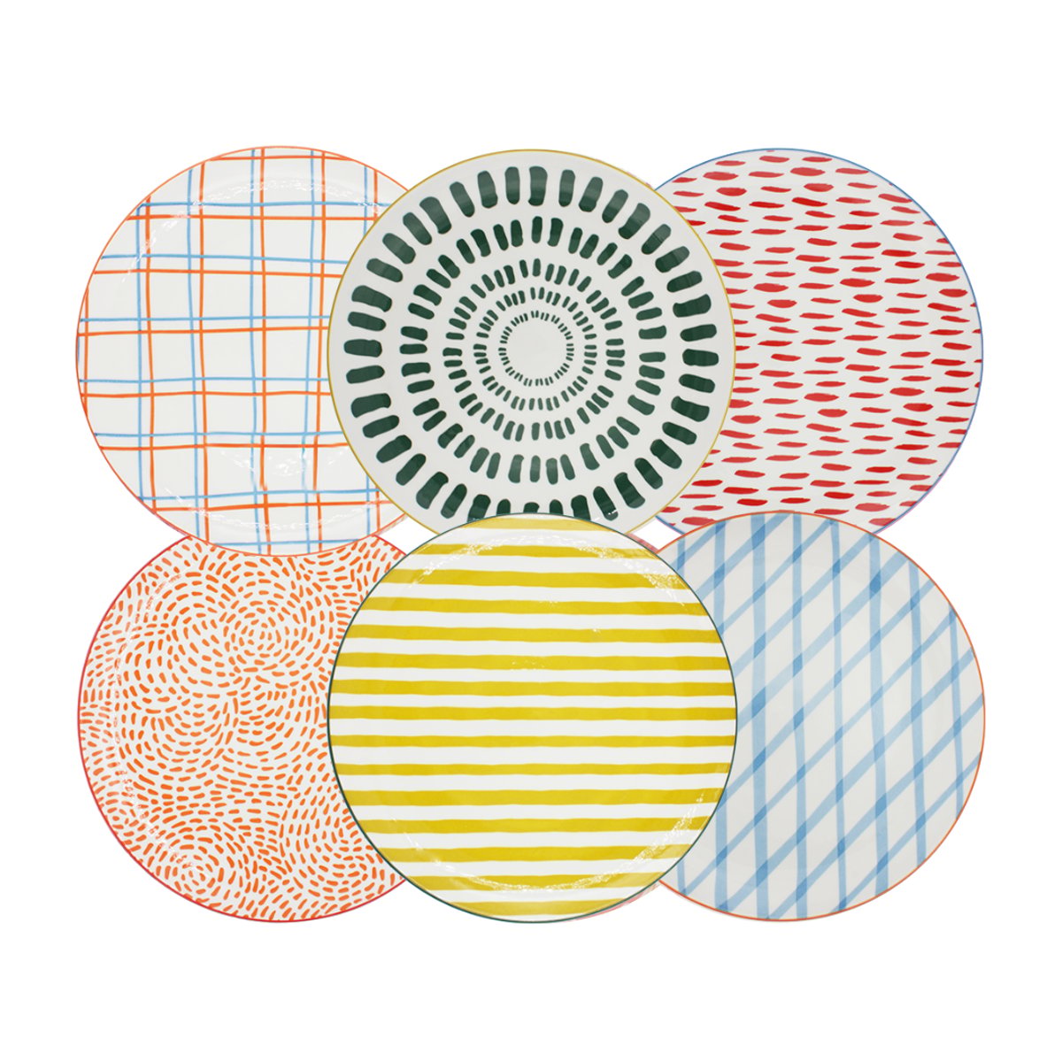 Lot de 6 grandes assiettes, Fruits en Folie multicolore, ARTIME