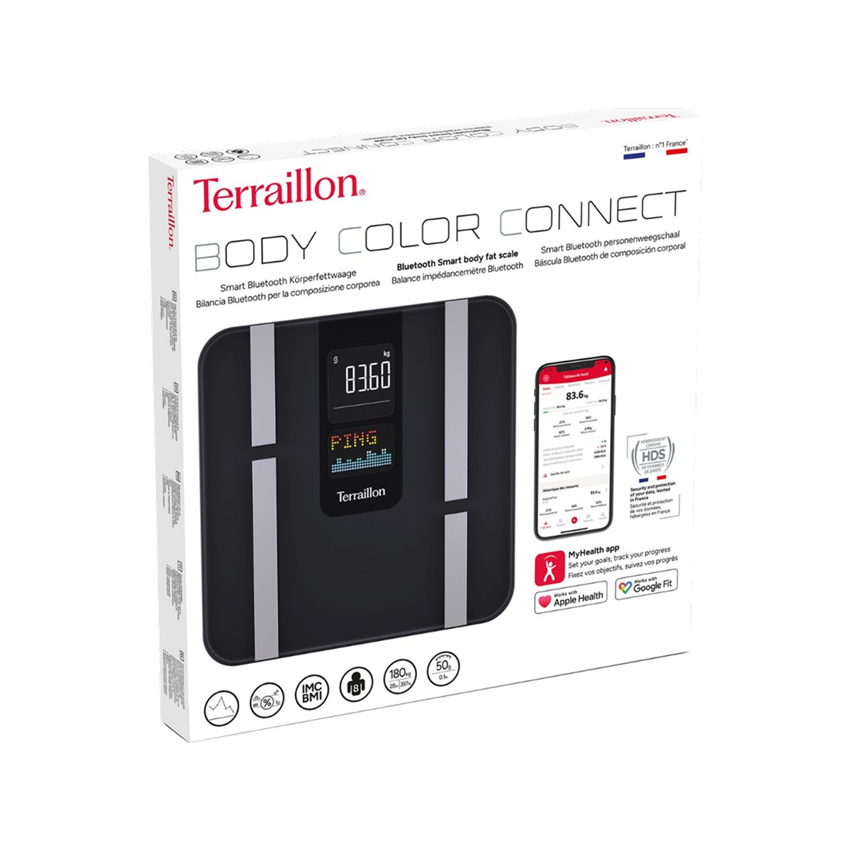 Pèse personne impédancemètre Body Color Connect couleur unique, TERRAILLON