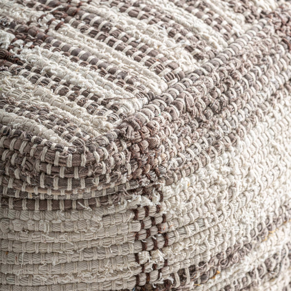 Pouf carré en coton beige et marron, RECOLLECTION