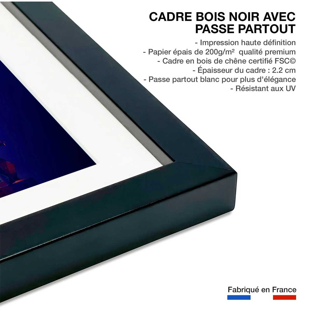 Affiche Fenêtre d'Amsterdam affiche + cadre en bois - noir, HEXOA