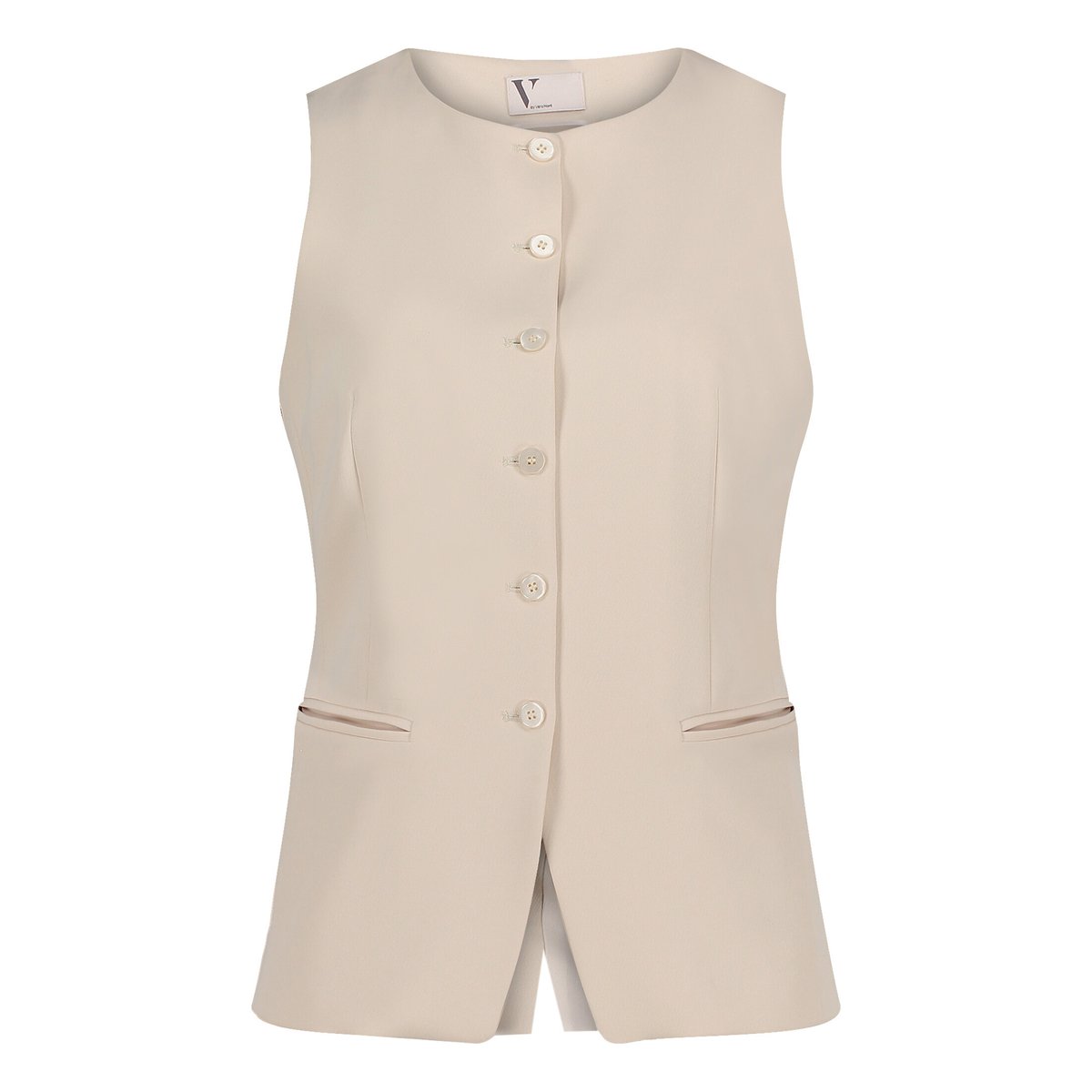 gilet long à patte de boutonnage champagne sorbet, VERA MONT
