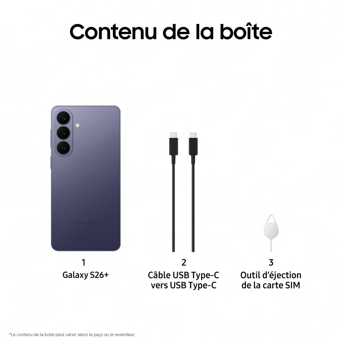 Smartphone Galaxy S26+ Violet 256Go couleur unique, SAMSUNG