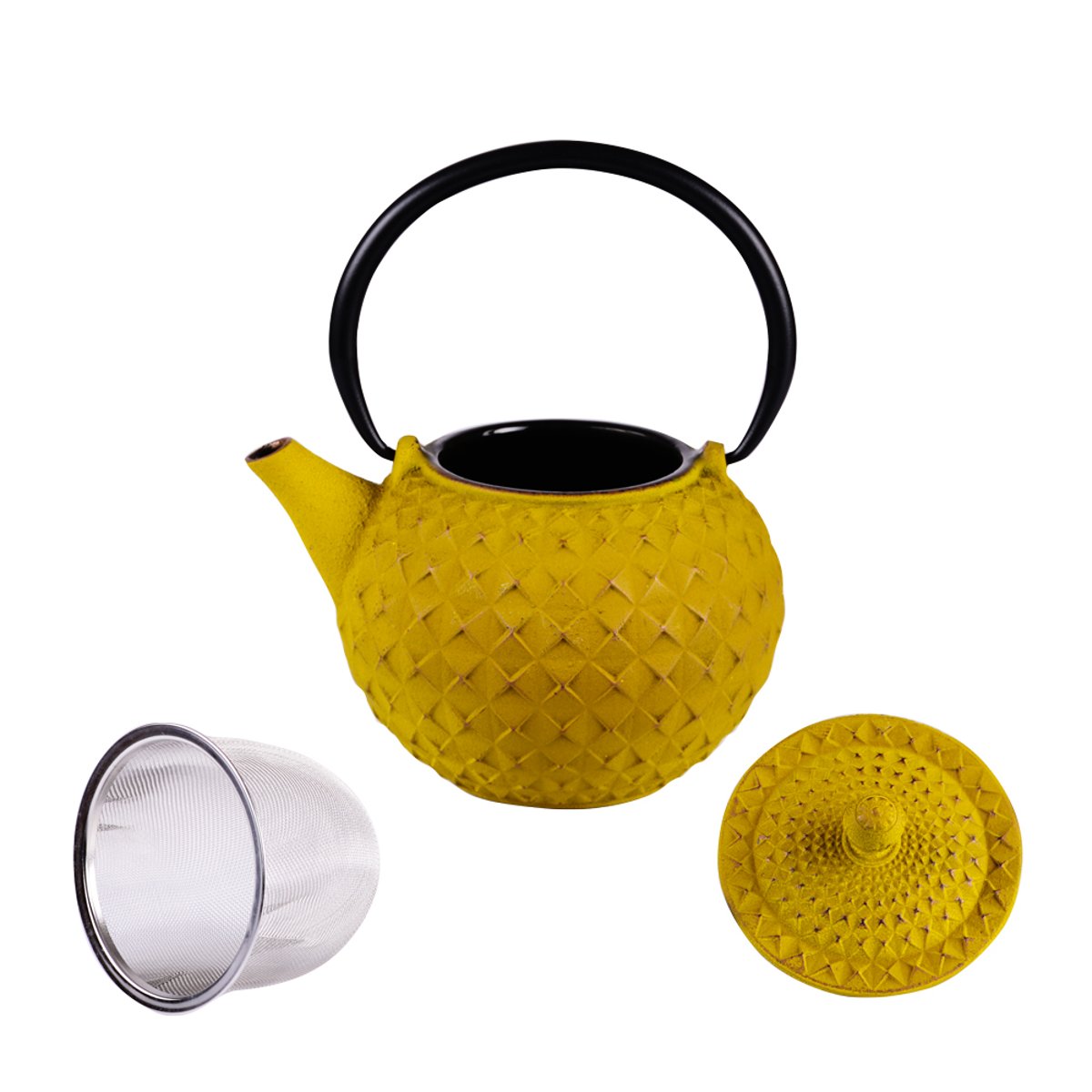 Théière en fonte 1 l avec fitre inox Octo jaune, TREND'UP