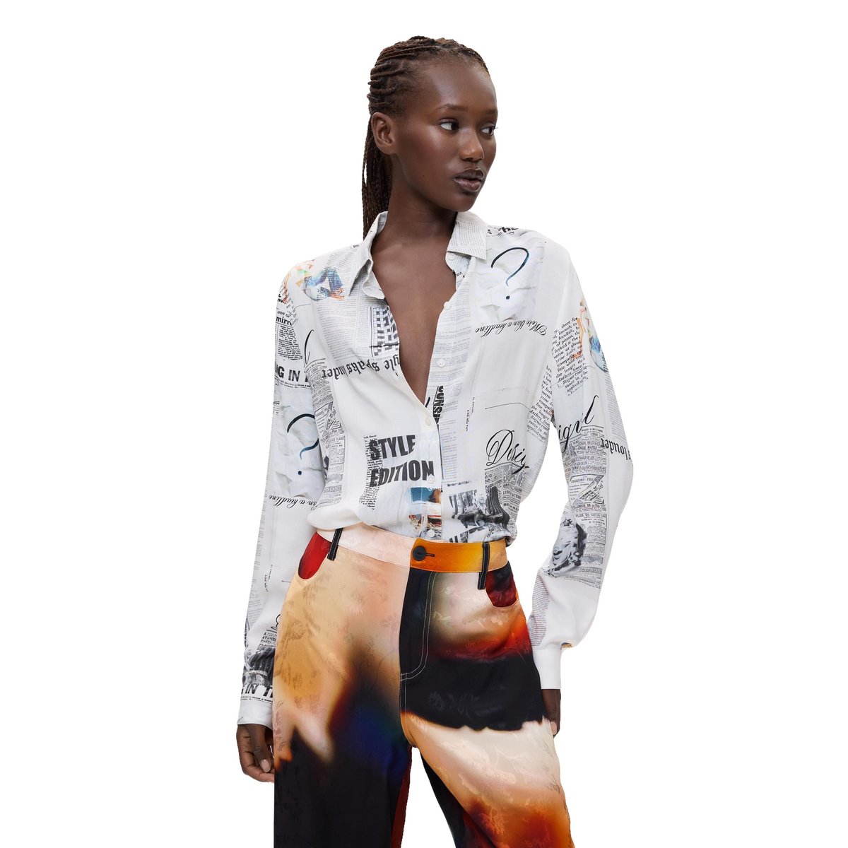 Pantalon long imprimé noir, DESIGUAL