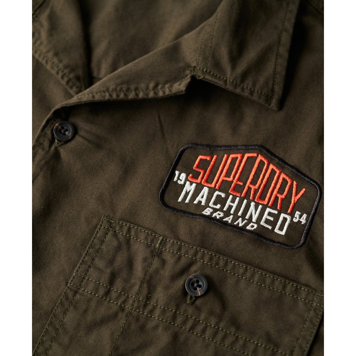 Chemise Mécanicien à Manches Courtes vert olive surplus goods, SUPERDRY