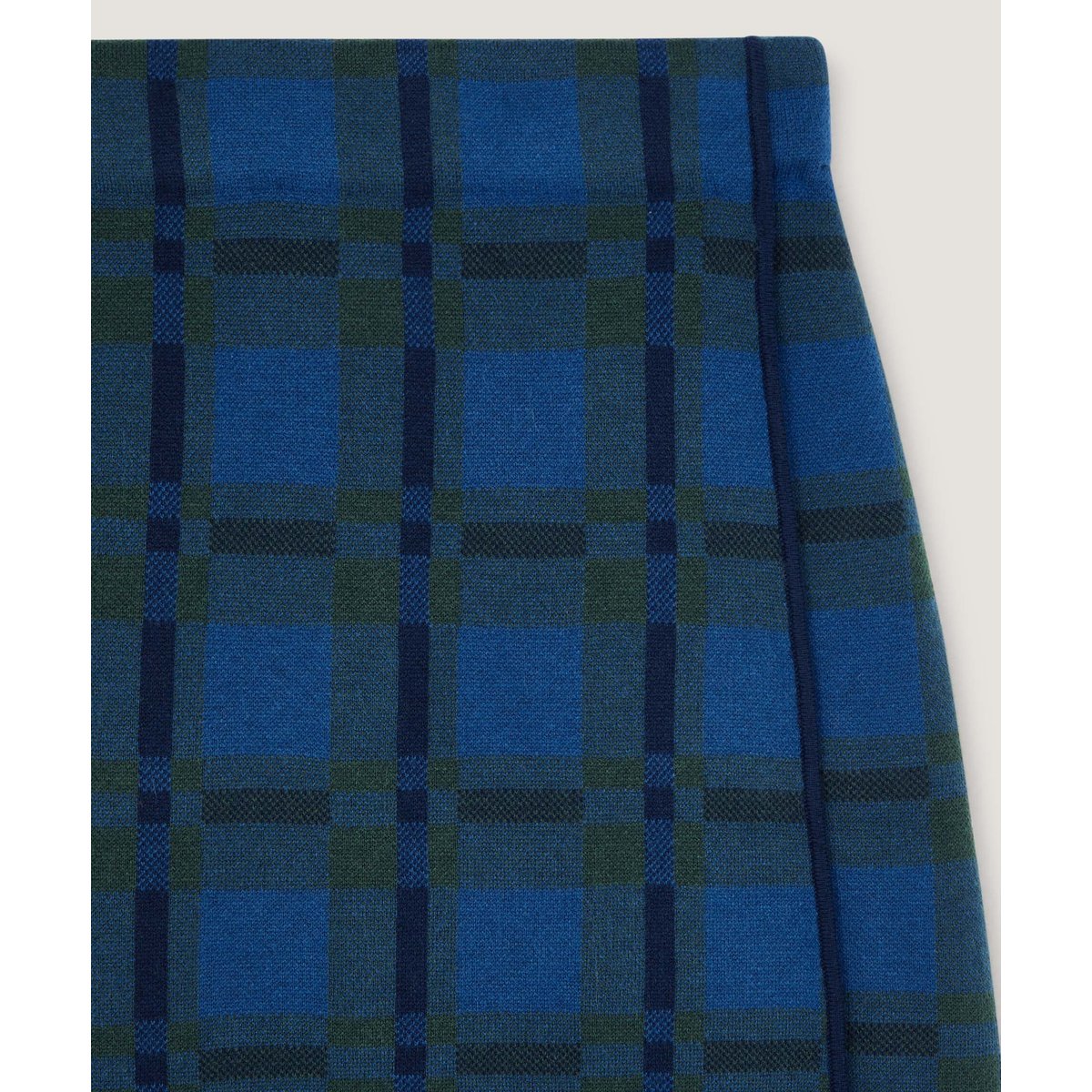 Jupe droite à carreaux en maille bleu, RODIER