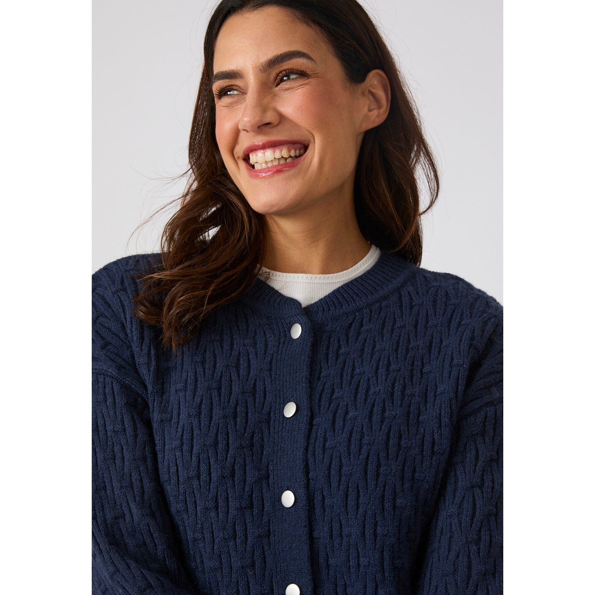 Cardigan esprit blouson Thermolactyl bleu marine, DAMART