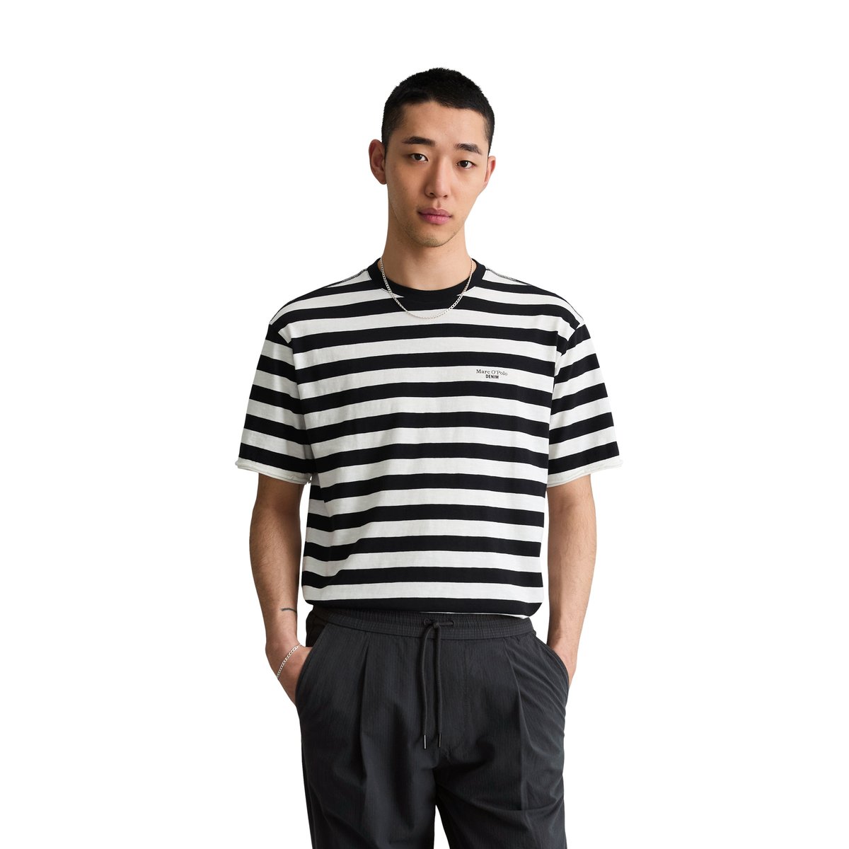 T-shirt relaxed en coton bio doux noir, MARC O’POLO DENIM