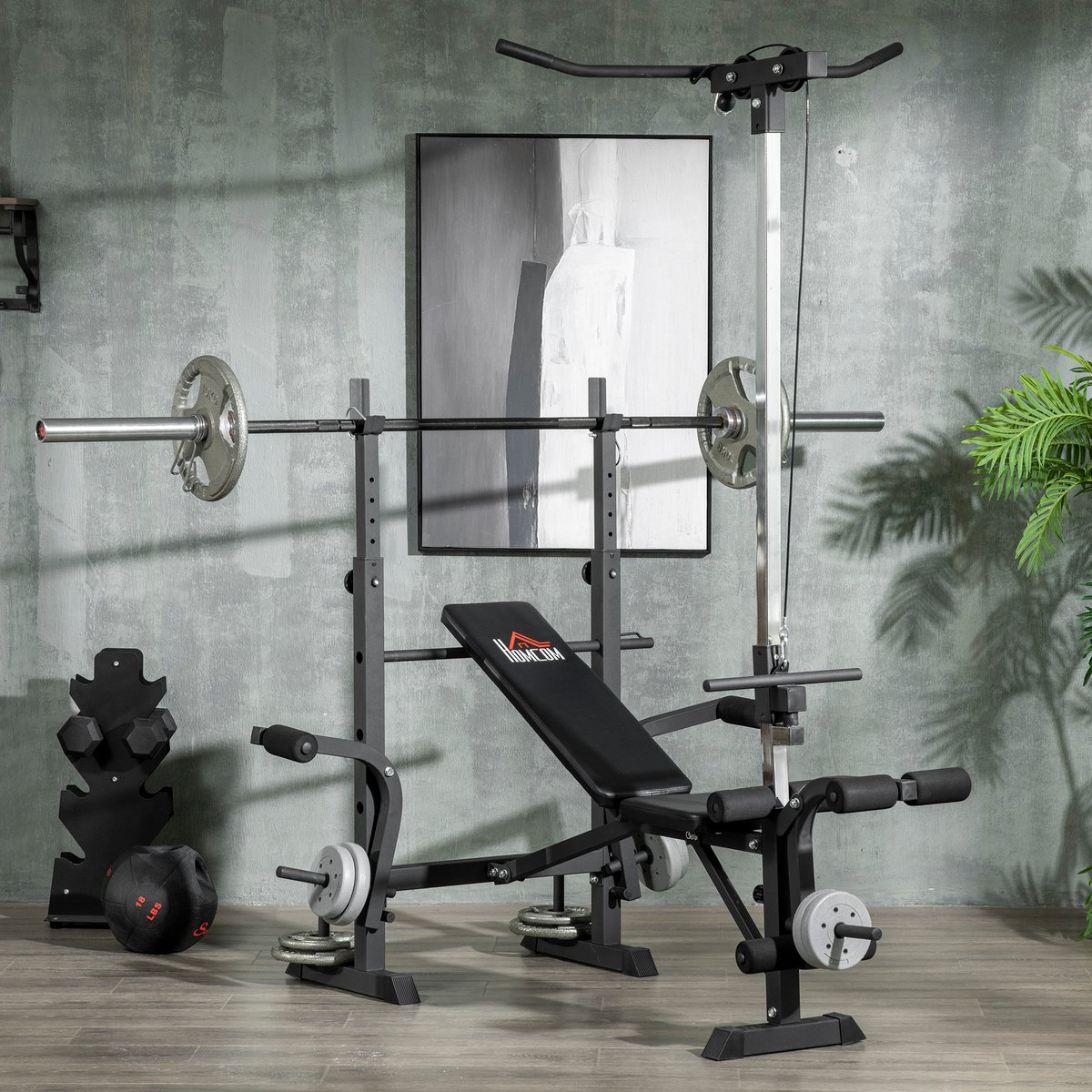 Banc de musculation noir, HOMCOM