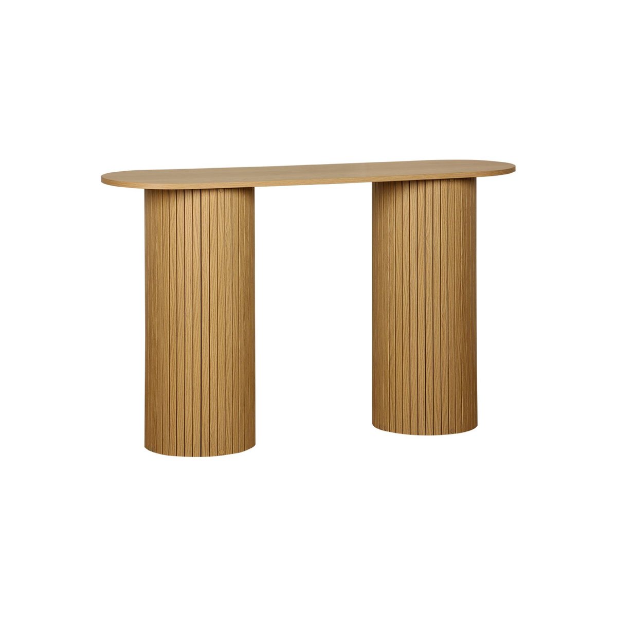 Console scandinave ovale décor bois rainuré LEGACY naturel, SWEEEK