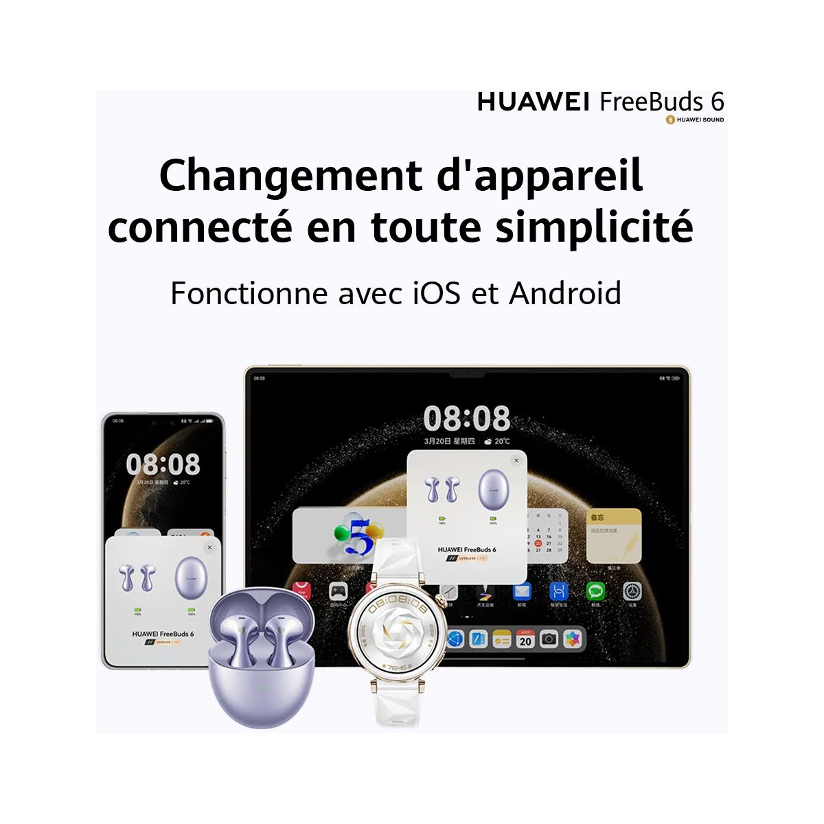 Ecouteurs Freebuds 6 Blanc blanc, HUAWEI