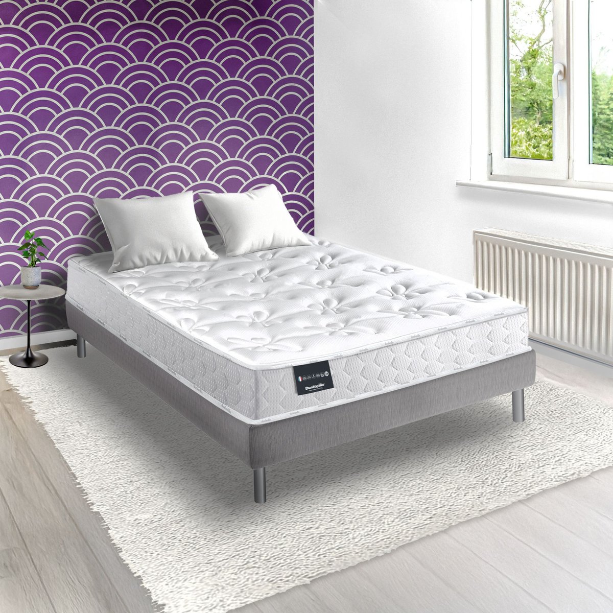 Matelas ressorts ferme et moelleux 23cm blanc, DUNLOPILLO