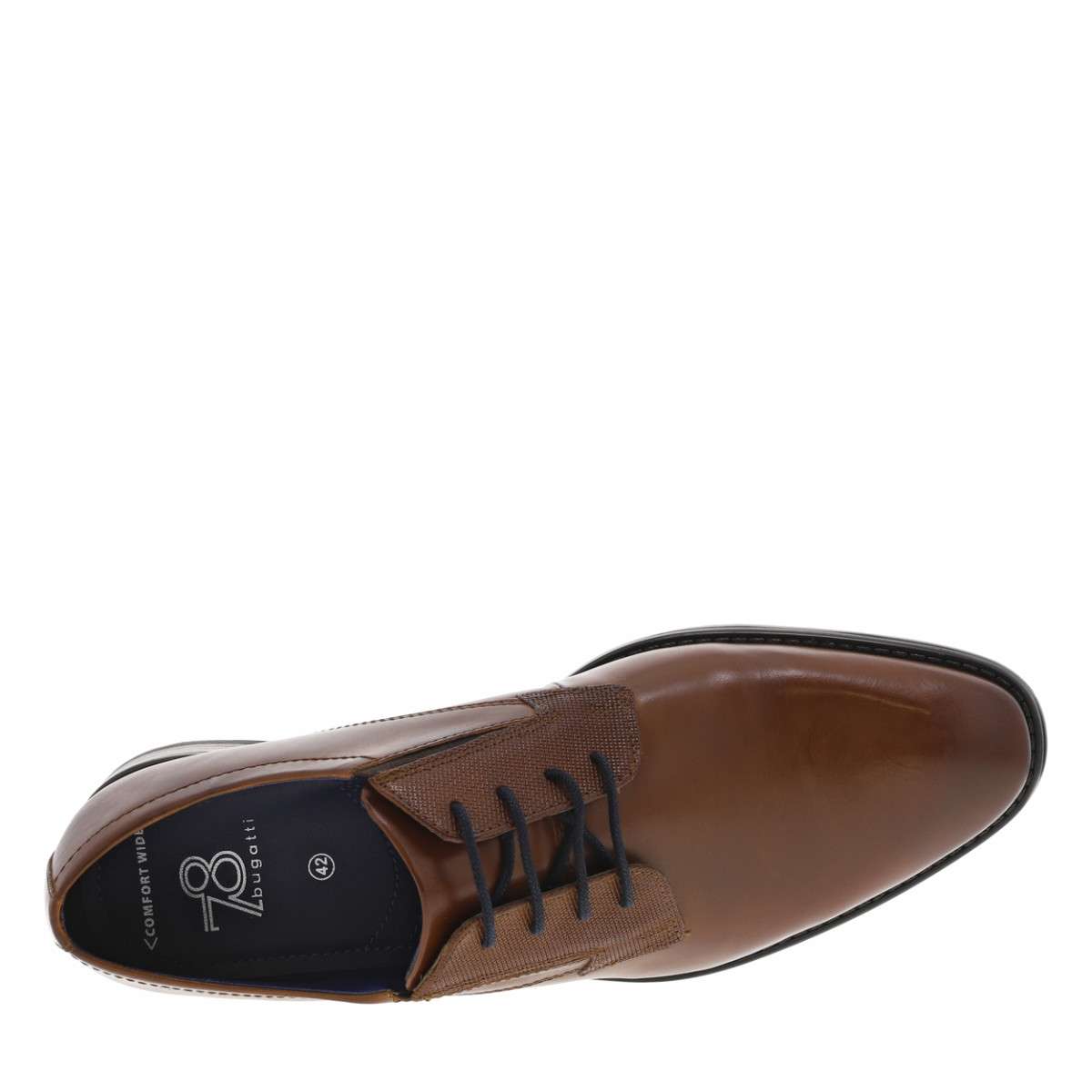Derbies cuir talon plat marron, BUGATTI