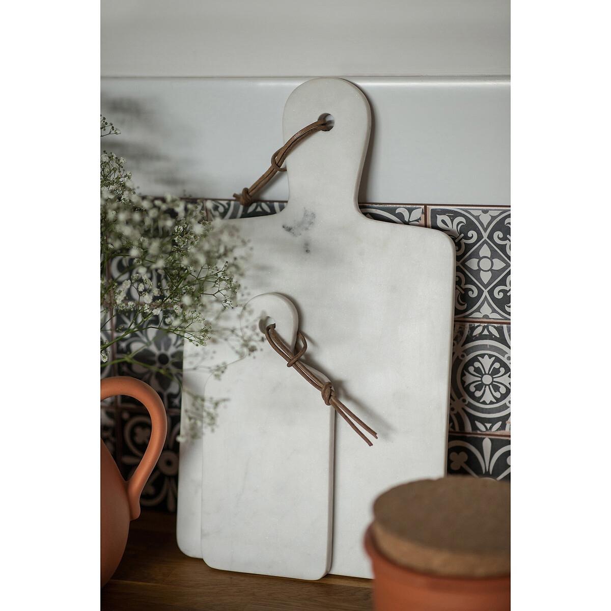 36cm Small Marble Paddle Serving Board white, SO'HOME