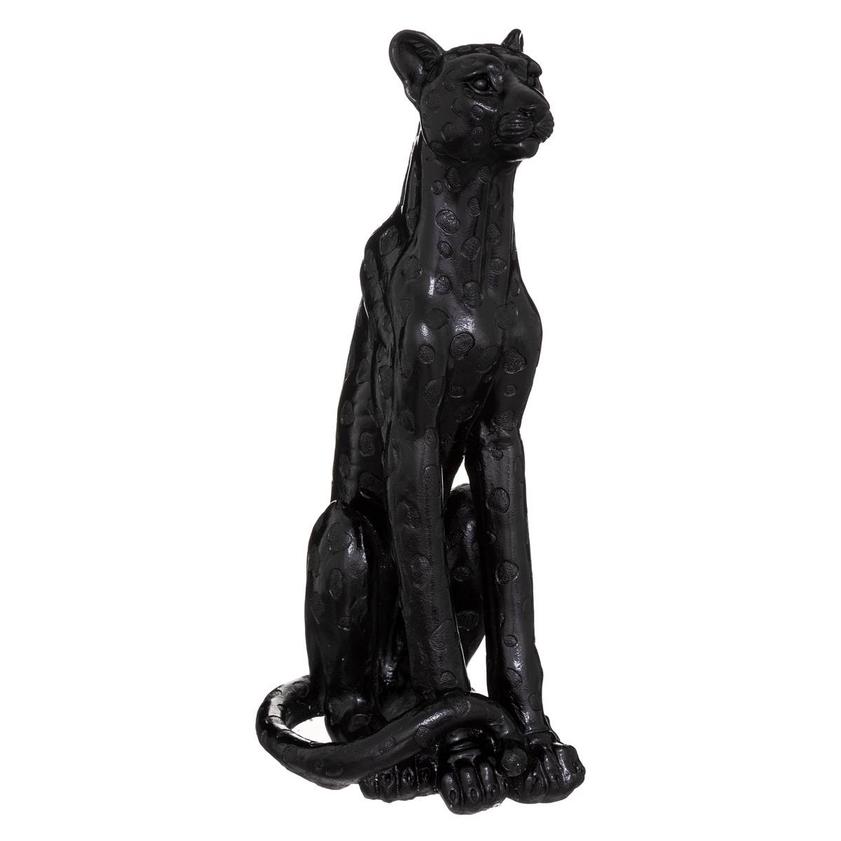 Statuette léopard artificiel noir, ATMOSPHERA