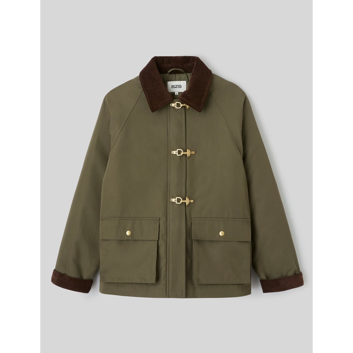 Veste avec col velours cotelé vert kaki, BZB