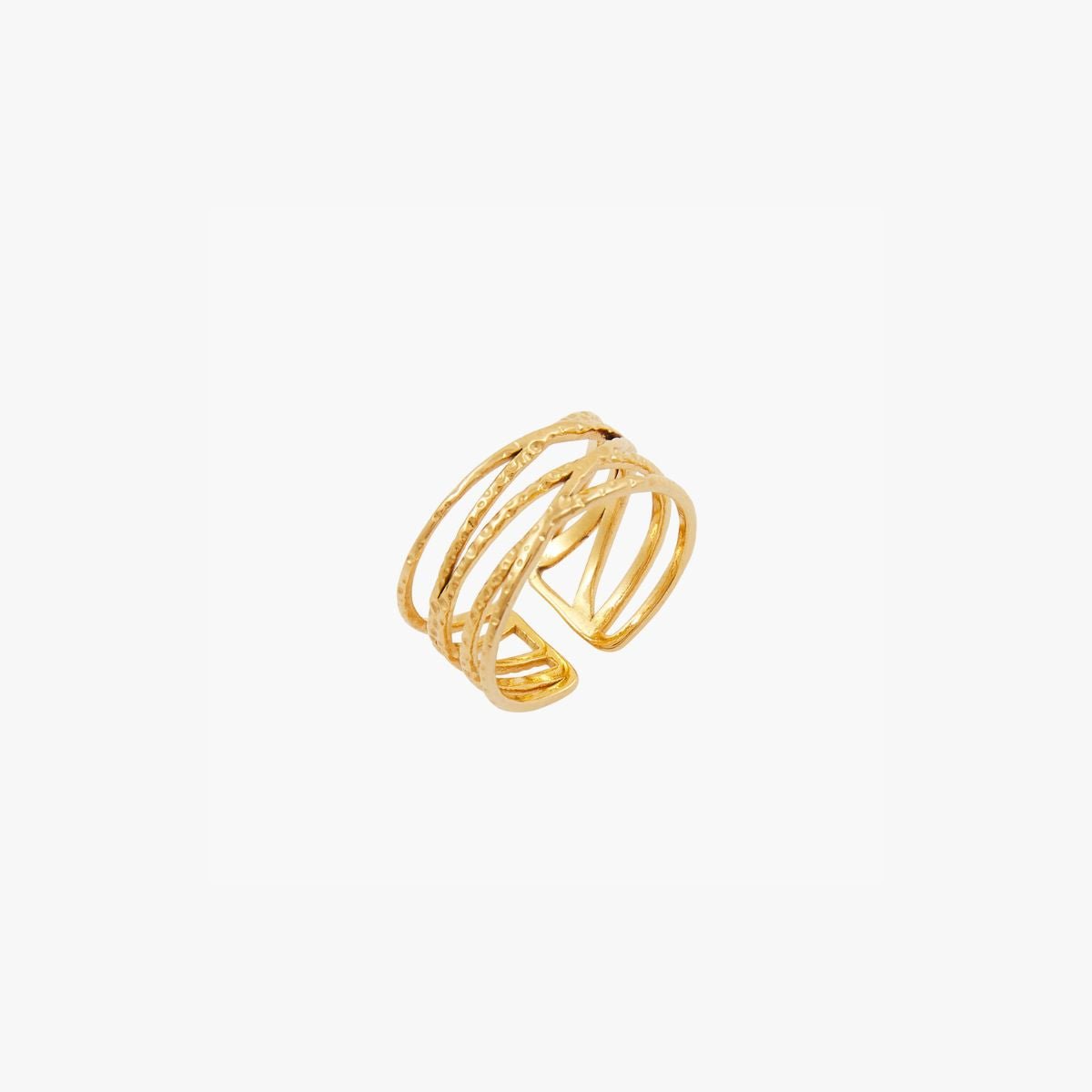 Bague multi rangs acier inoxydable doré, BALABOOSTE