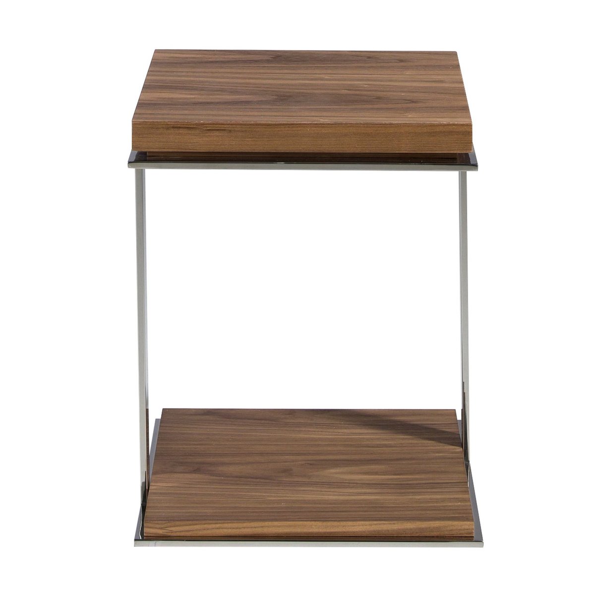 Table d'angle carrée en noyer et acier chromé noyer | acier, ANGEL CERDA