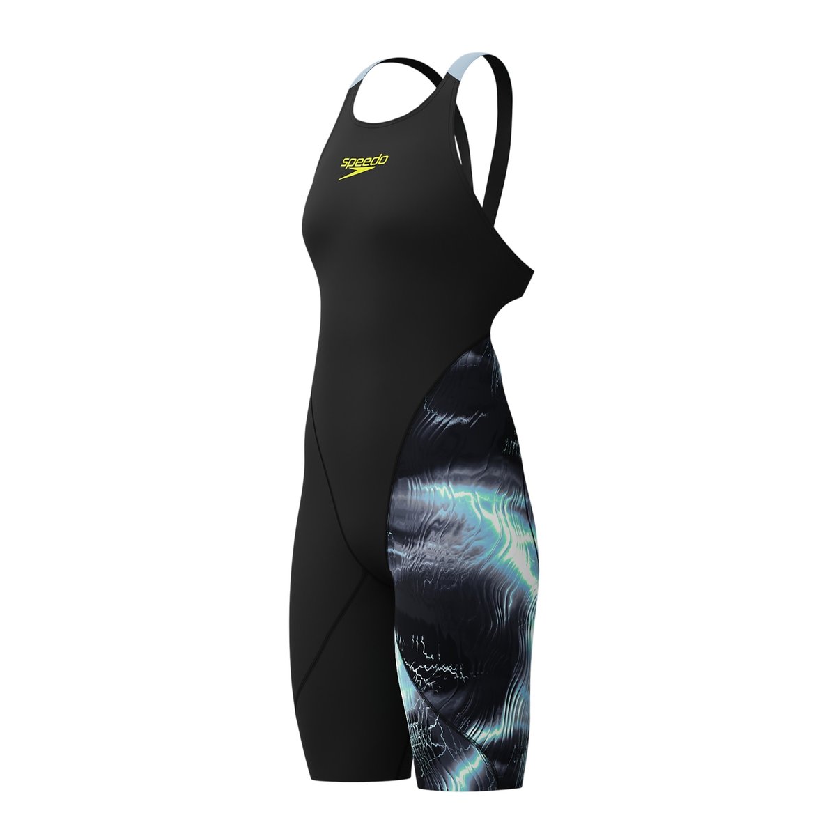 Maillot de bain 1 pièce long motif/style asymétrique LZR IGNITE noir, SPEEDO