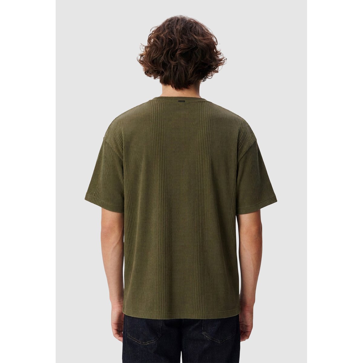 Tee-shirt maille relief rayures vert kaki, IKKS