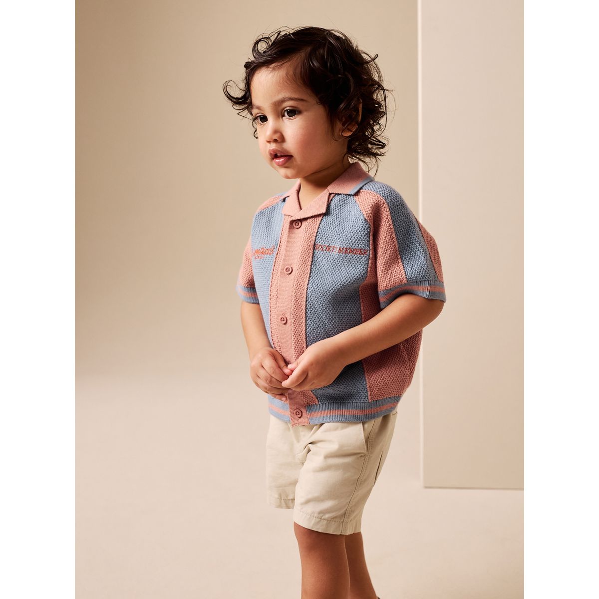 Polo avec revers de col en maille bleu/orange, NEXT