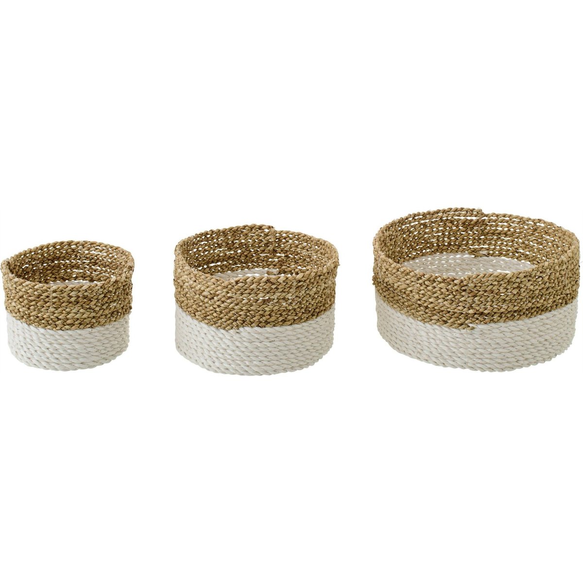 Paniers en jonc de mer, Lot de 3 naturel et blanc, RECOLLECTION