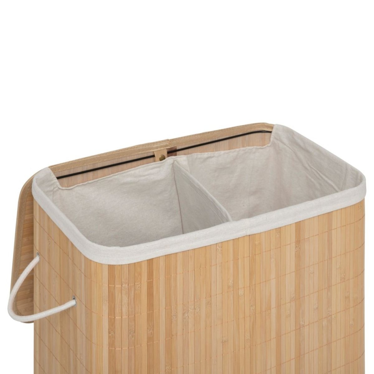 Panier à linge de tri rectangle 100L en bambou beige, ATMOSPHERA