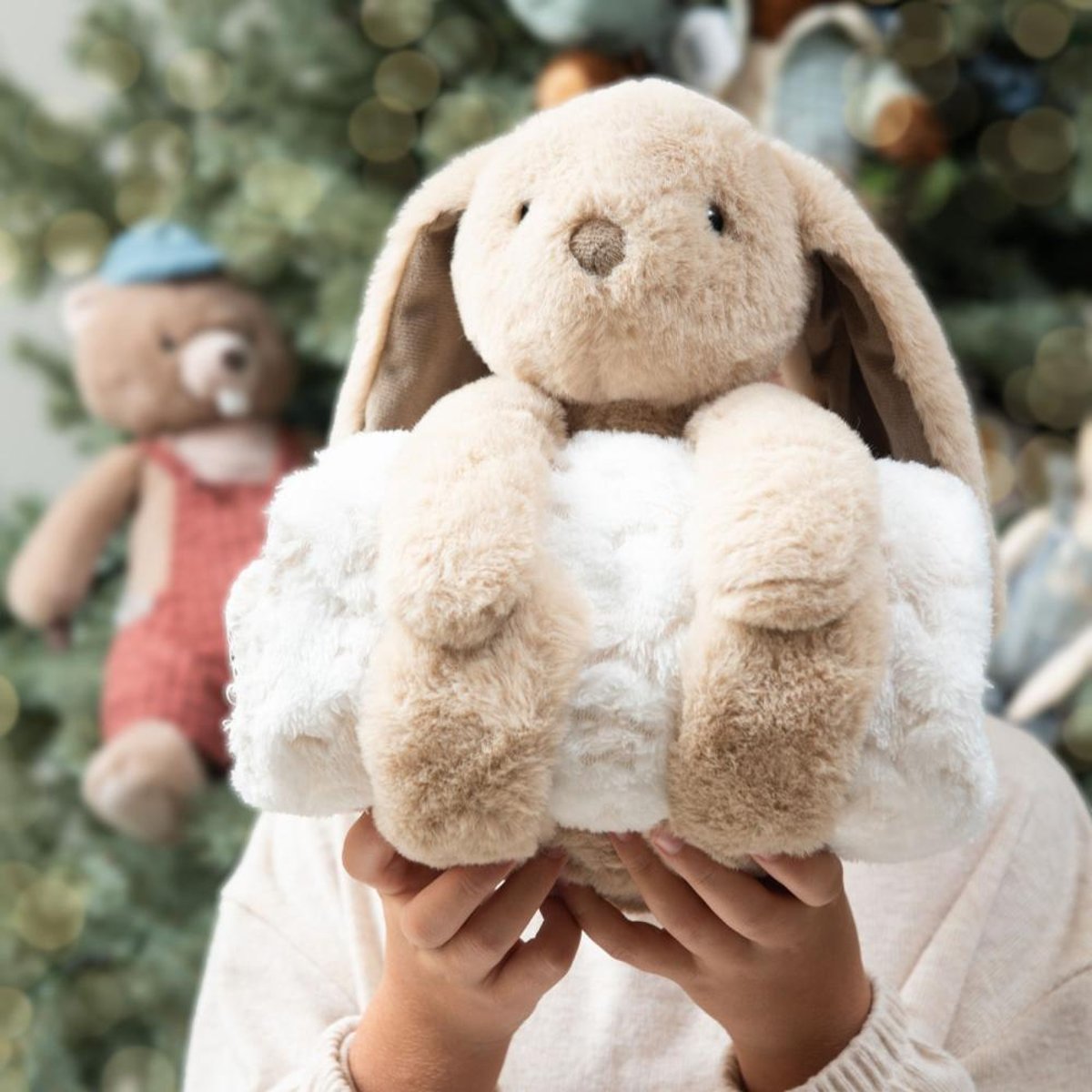Doudou Lapin et son plaitoilé 90x75cm marron, AMADEUS LES PETITS