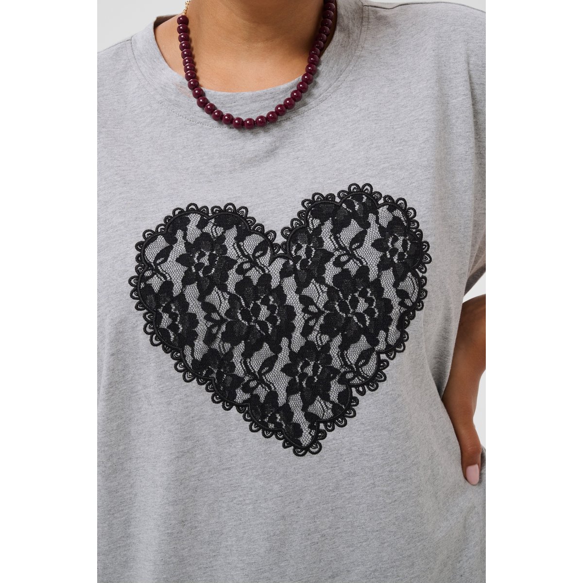 T-shirt gris grey melange, KAFFE CURVE