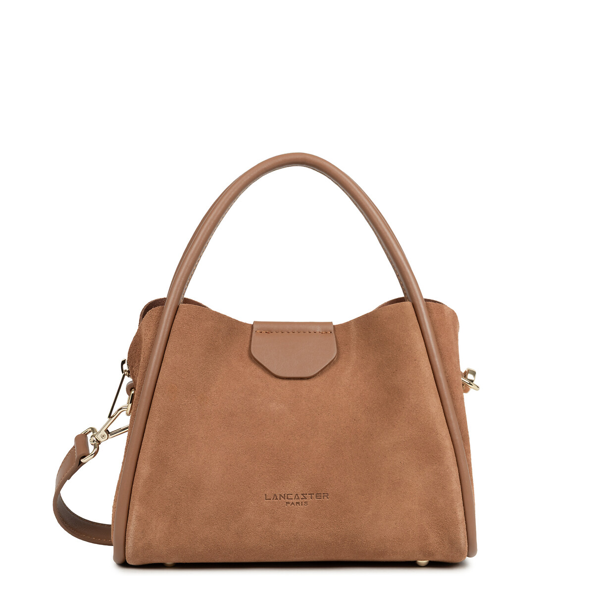 Sac à main S en cuir, SUEDE IDA moka, LANCASTER