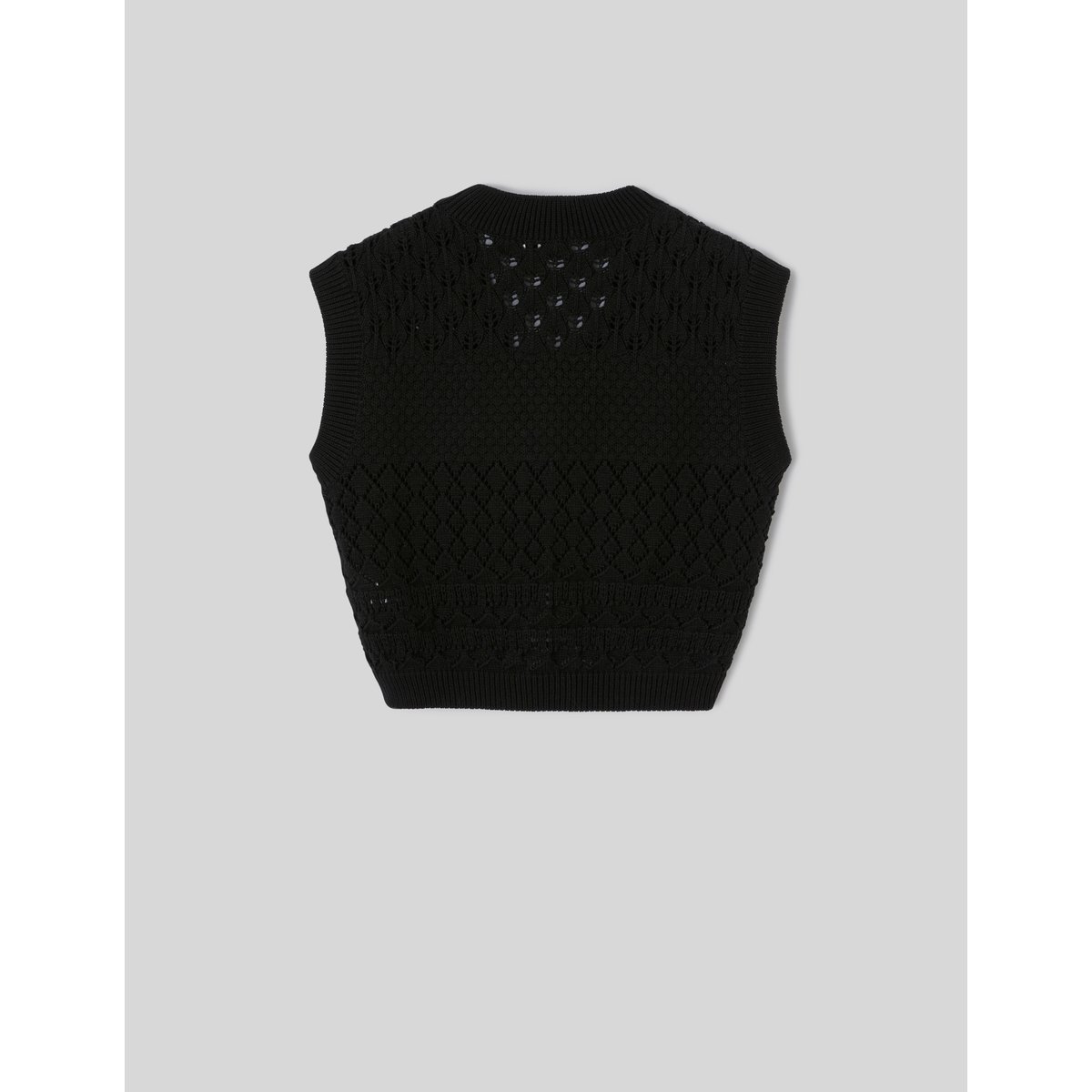 Gilet court en crochet noir, BZB
