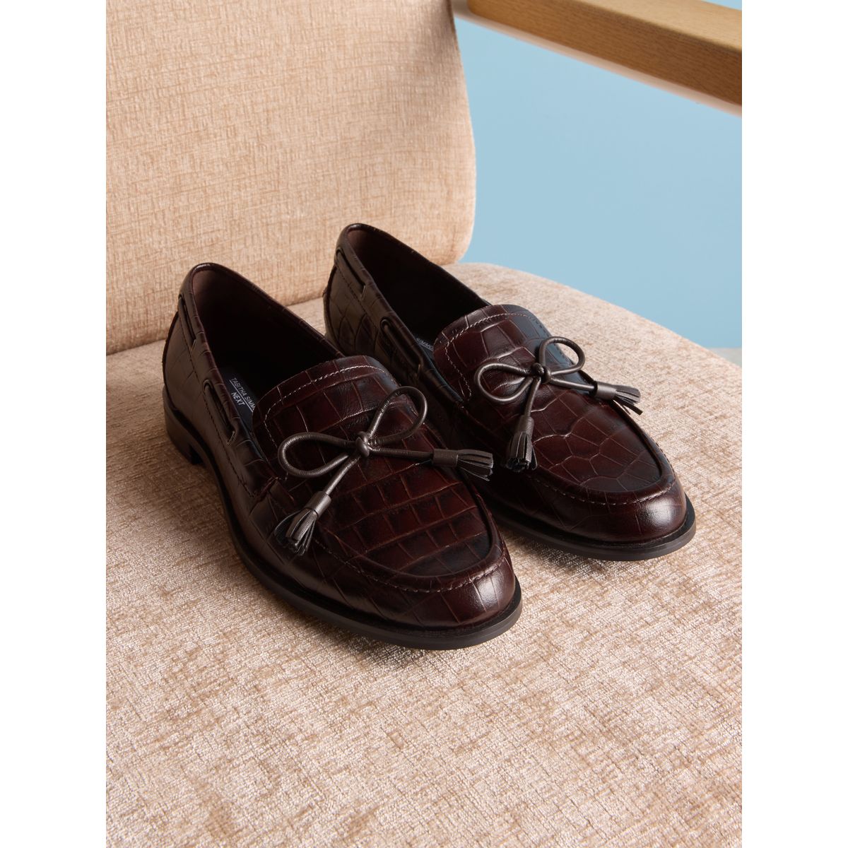 Mocassins en cuir tabitha simmons x next crocodile en relief marron chocolat, NEXT