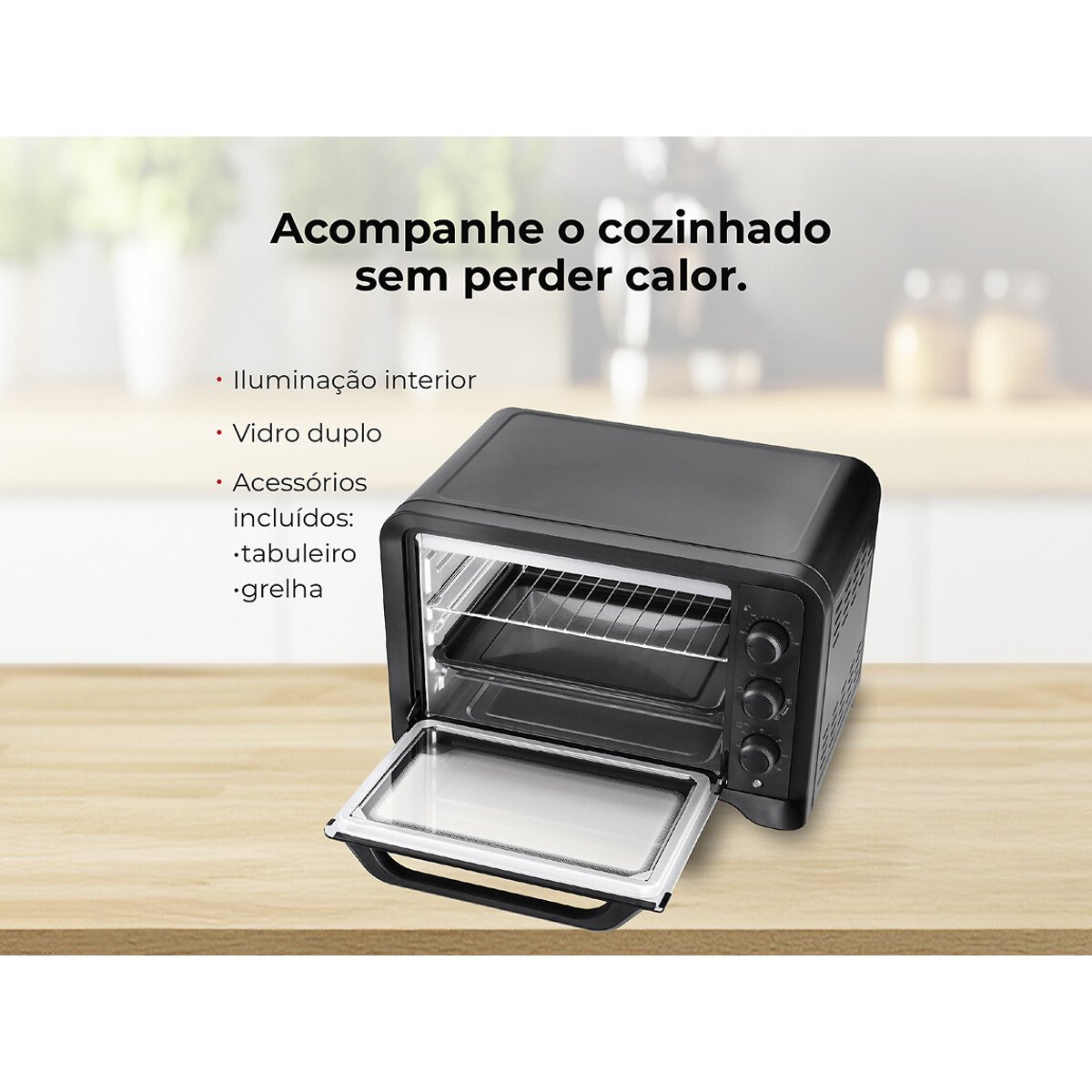 Mini Forno de Convecção 60L 2000W 1539FL, FLAMA preto , FLAMA