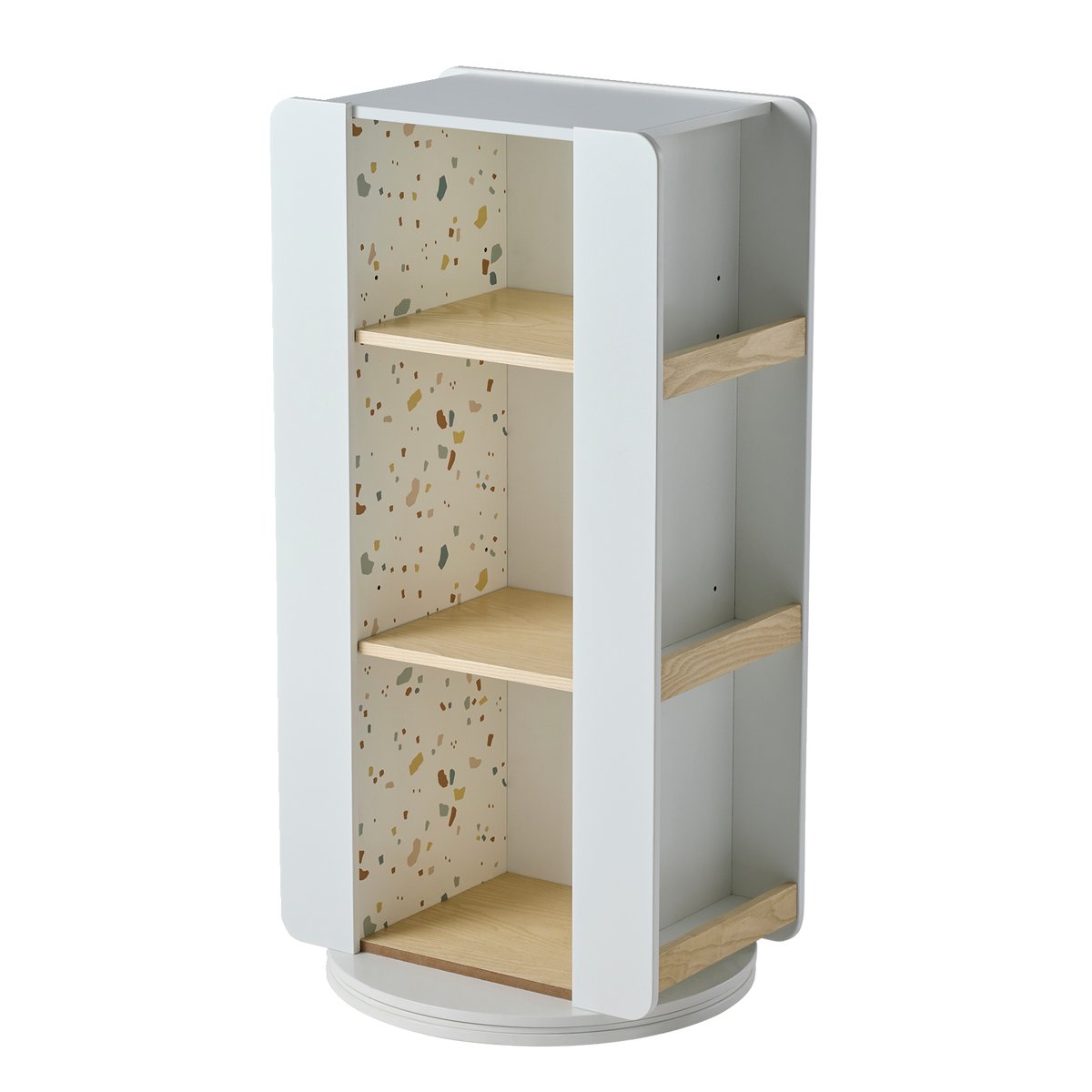 Bibliothèque meuble de rangement tournant LIGNE TERRAZZO beige, VERTBAUDET