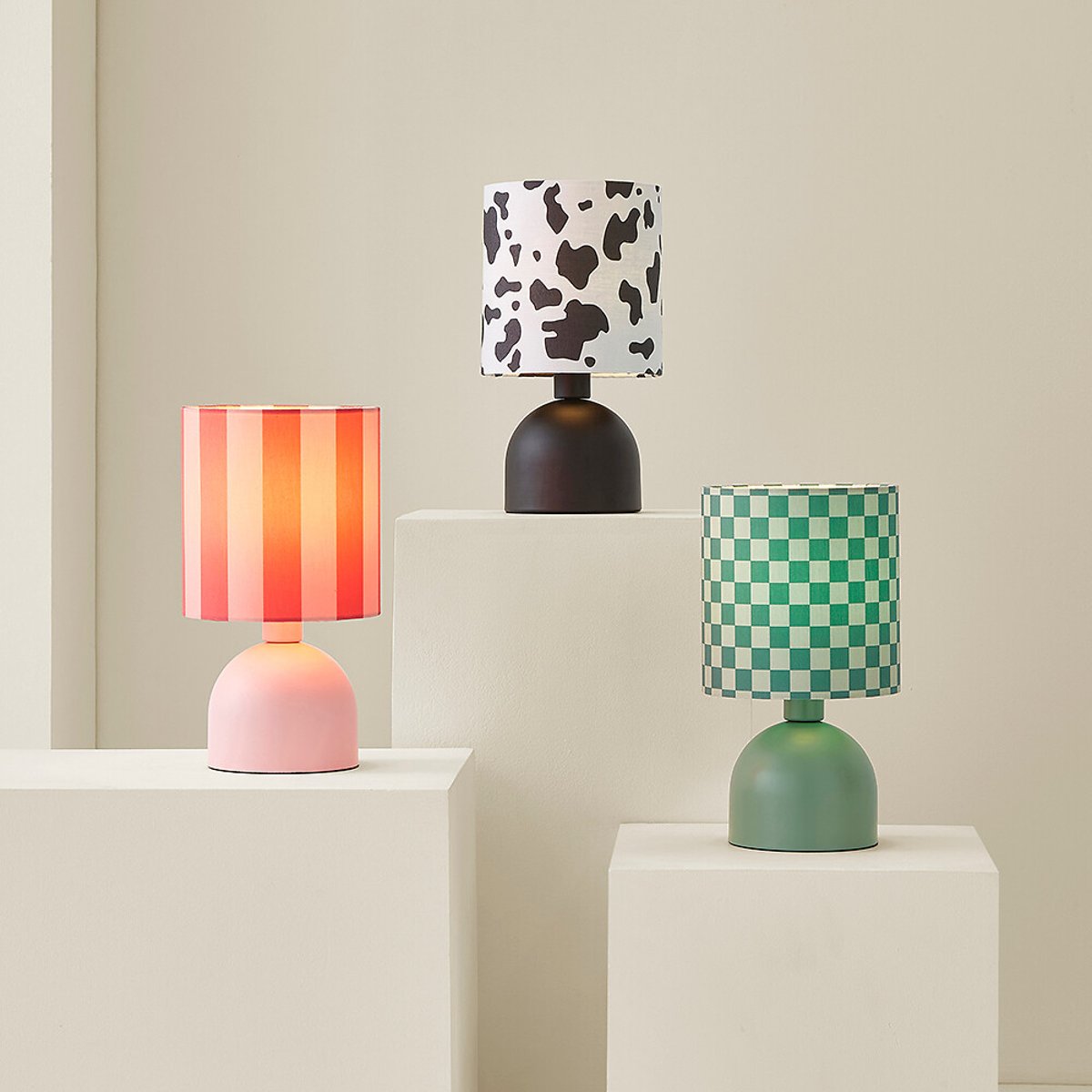 Meghan Table Lamp with Checkerboard Shade in Moss Green green, SO'HOME
