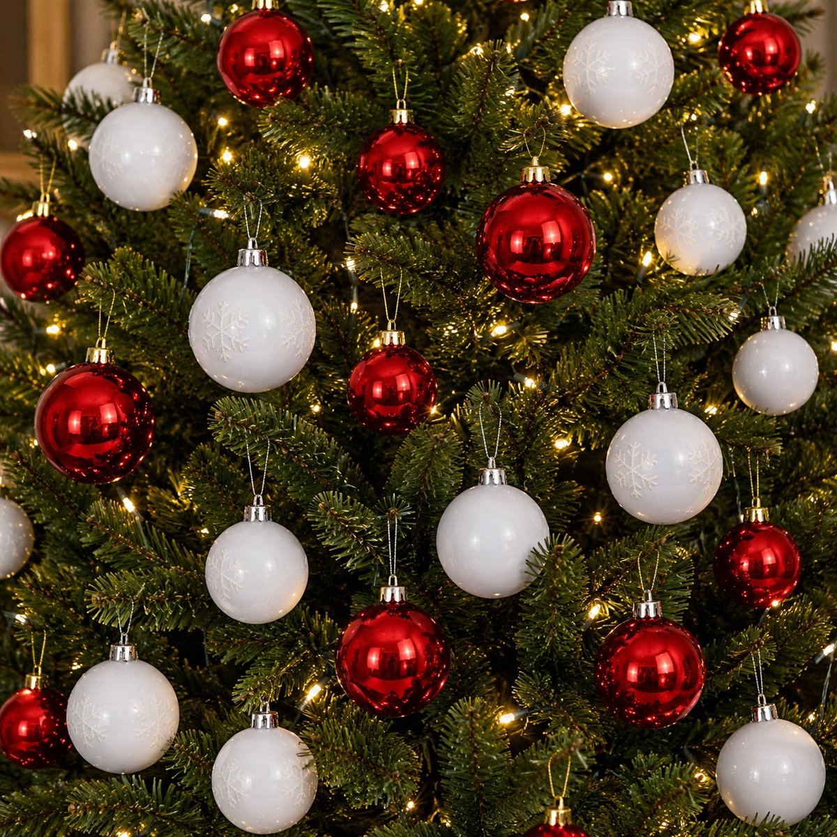 Kit de 27 boules de Noël – Rouge et Blanc rouge, EDEN