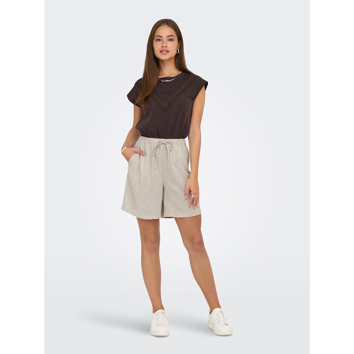 Short con cordón crudo, ONLY